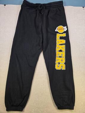 Ultra Game LA Lakers Sweatpants Black Fleece Joggers NBA Basketball Men Size XL